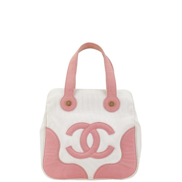 CHANEL Handbags - CHANEL Pink Canvas Logo Tote Bag